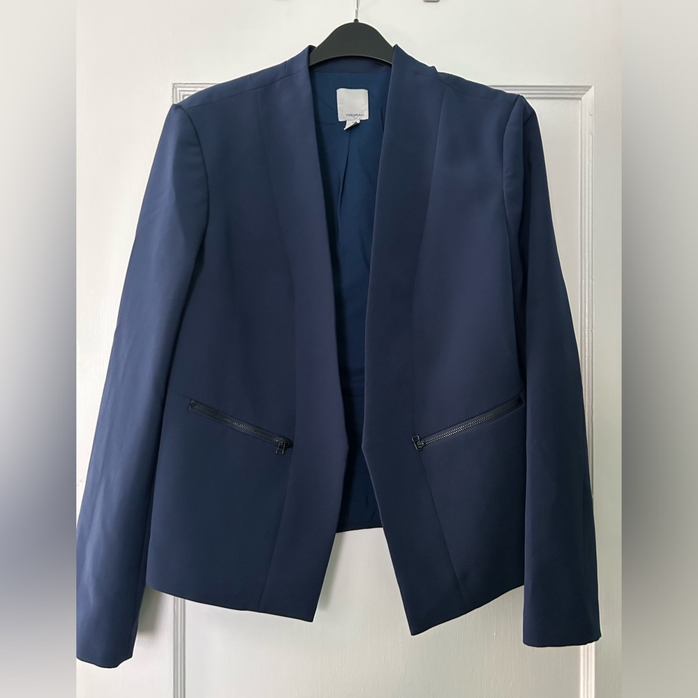 Halogen Navy Blazer With Zippers Sz M